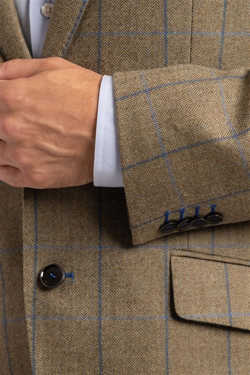 Hadlow Air Force Blue Overcheck Wool Jacket