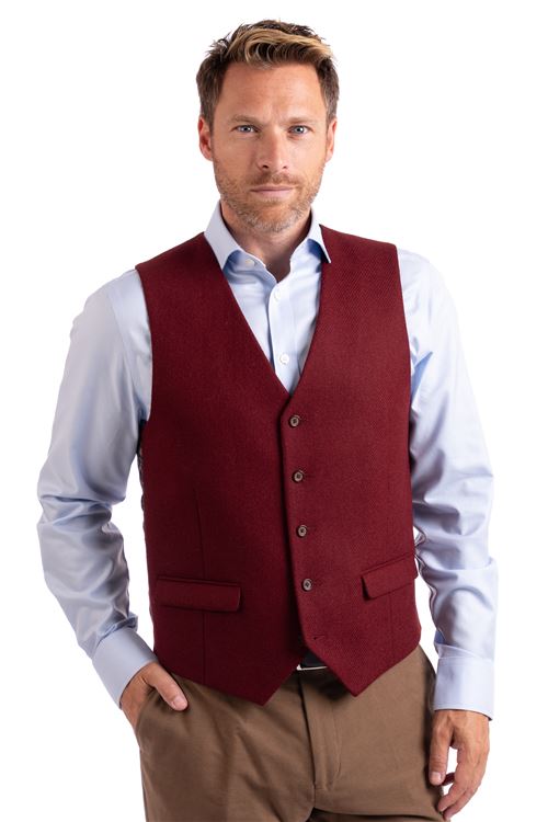 Ross Burgundy Wool Waistcoat