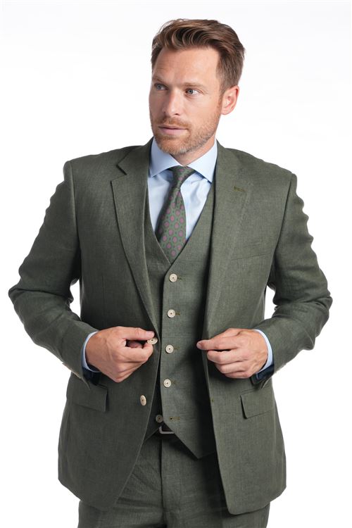 Tiverton Olive Linen Waistcoat