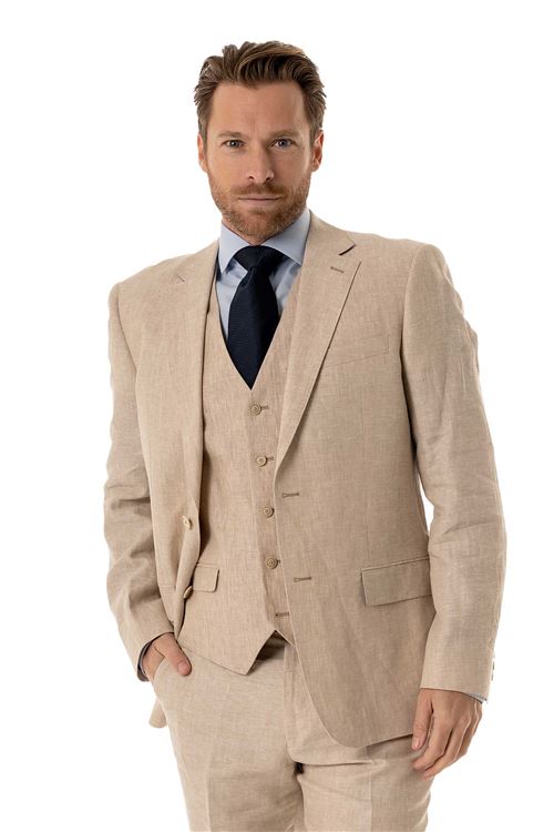 Tiverton Sand Linen Waistcoat