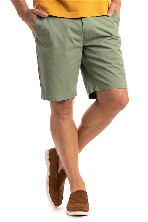 Lymington Stretch Olive Green Cotton Chino Short
